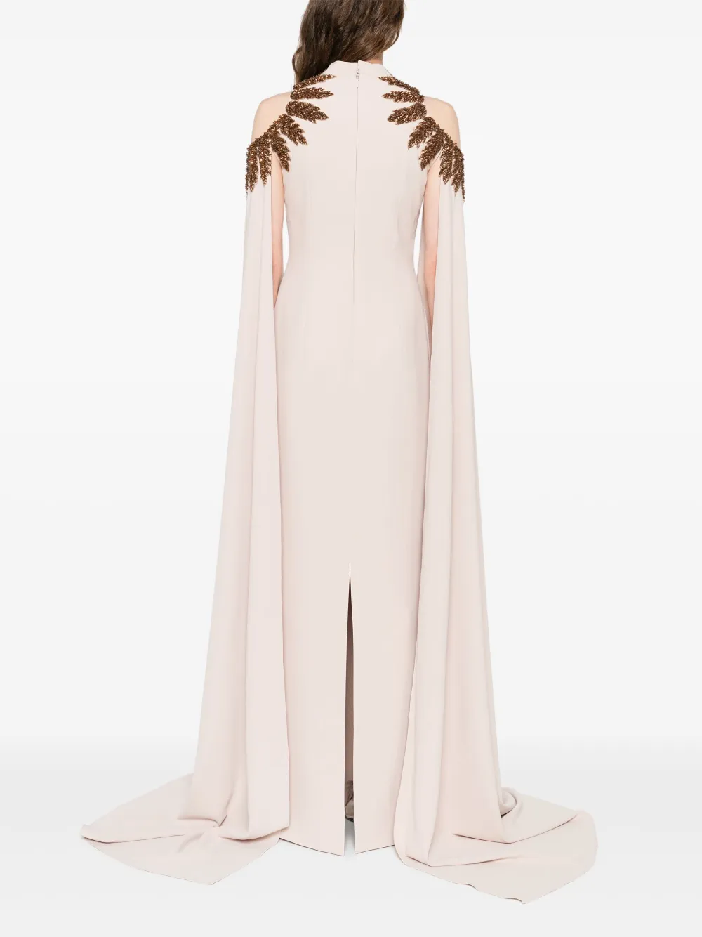 JEAN-LOUIS SABAJI Verfraaide jurk met cape Beige