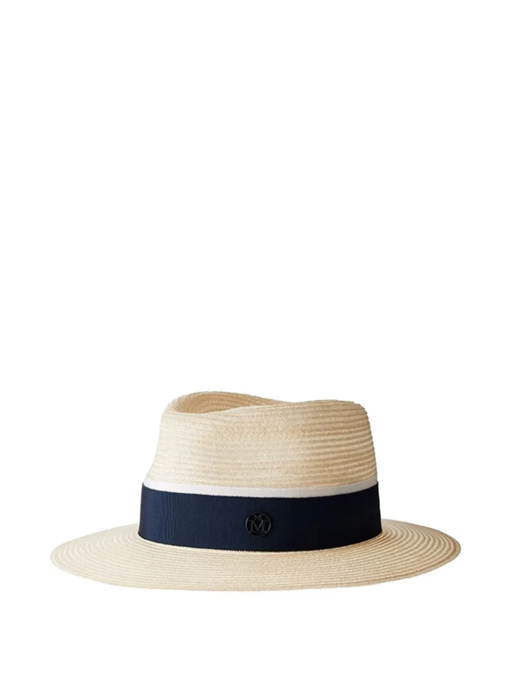 Maison Michel Ladies Blue Virginie Panama Straw Fedora Hat In Gold