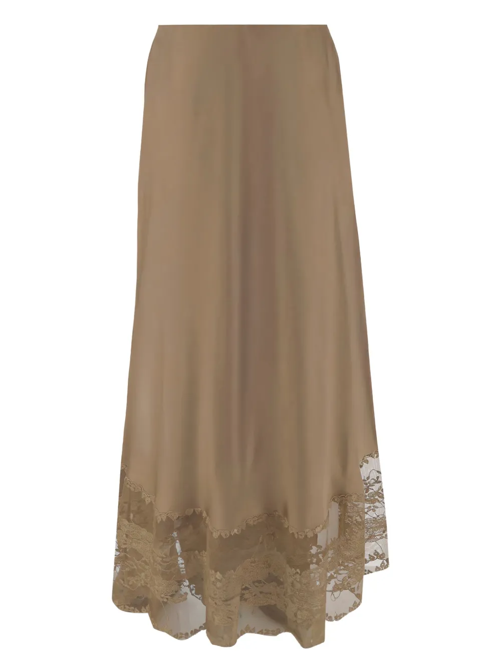By Malene Birger Rok met A-lijn en geborduurd kant - Beige