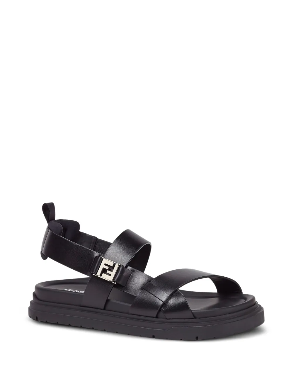 FENDI leather platform sandals Black