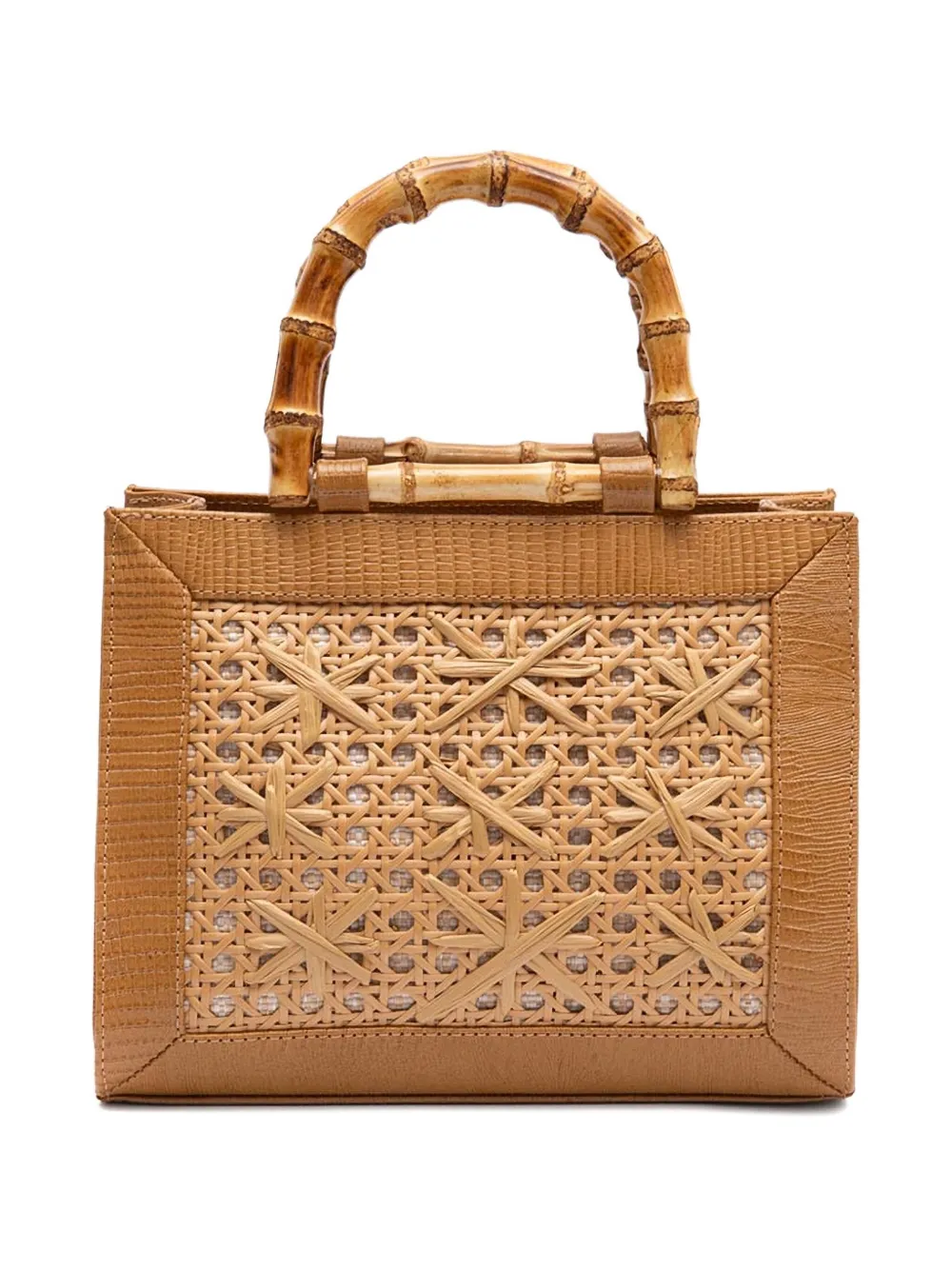Isla Diana shopper met bamboe handgreep - Bruin