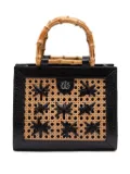 Isla Diana bamboo-handle woven tote bag - Black