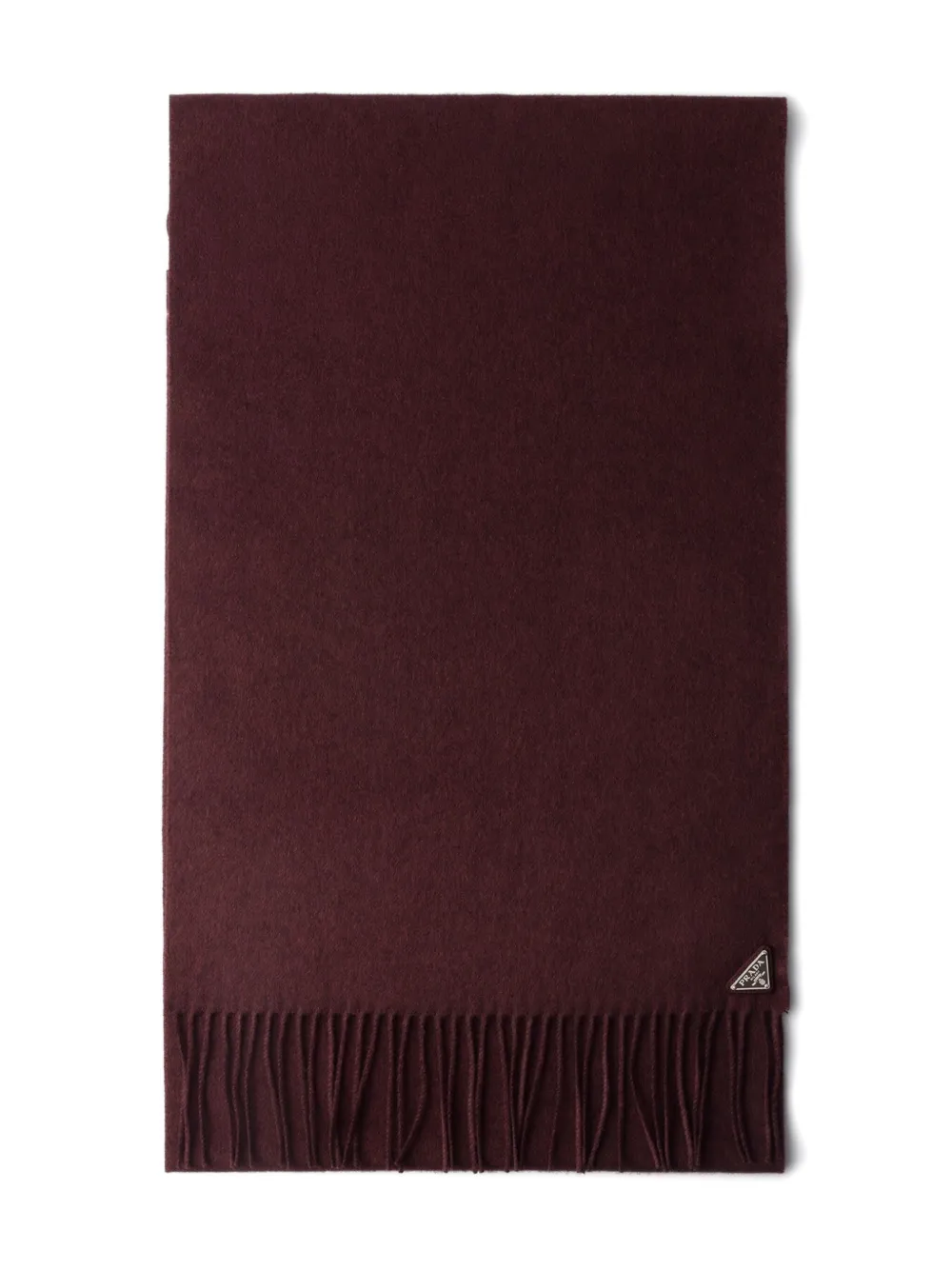 Prada triangle-logo fringed scarf | Red | Image 1
