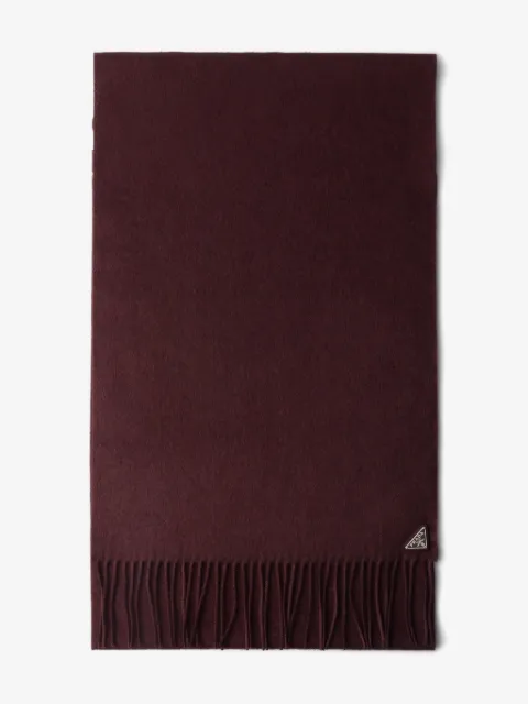 Prada triangle-logo fringed scarf