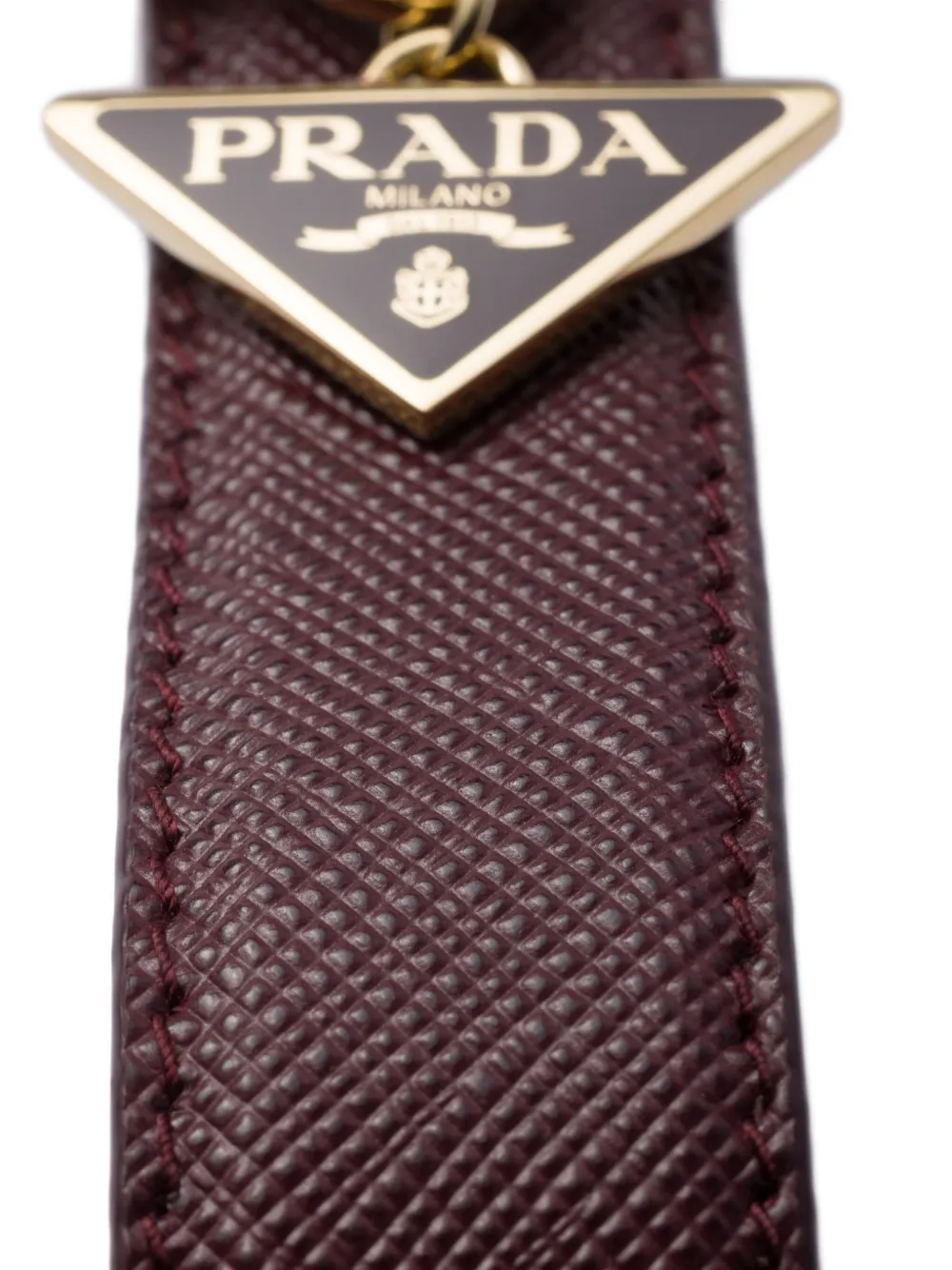 Prada Saffiano leren sleutelhanger met triangel logo Rood