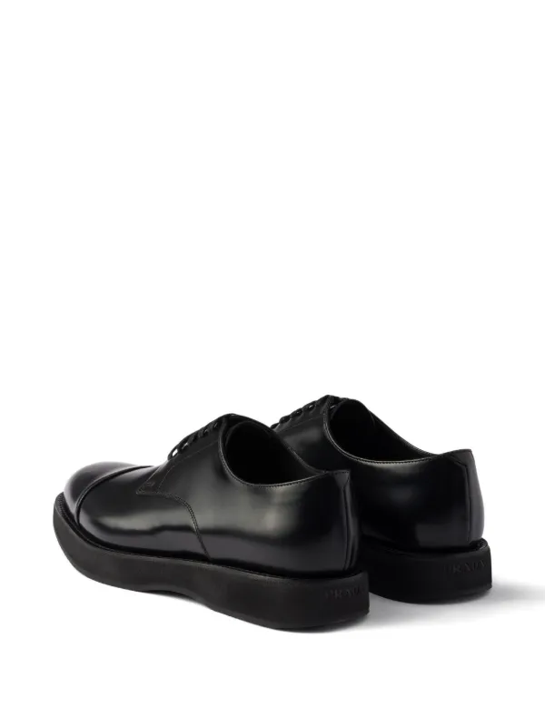 Prada レースアップ レザーシューズ | ブラック | FARFETCH JP