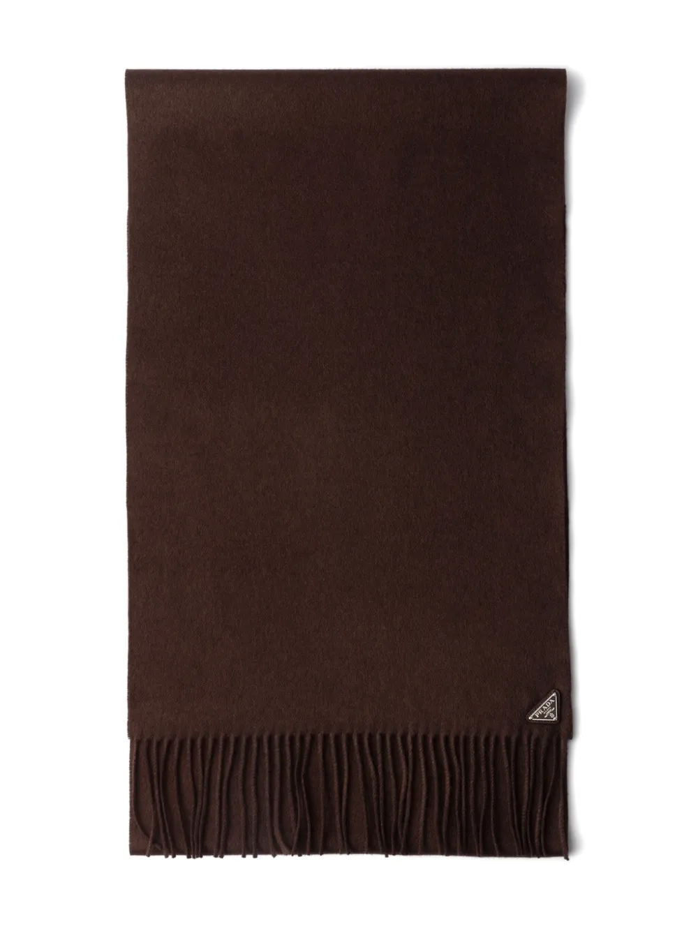 Prada triangle-logo fringe scarf | Brown | Image 1