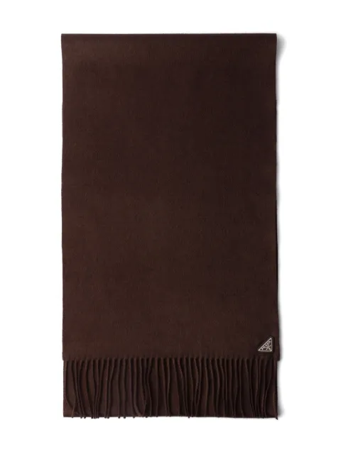 Prada triangle-logo fringe scarf