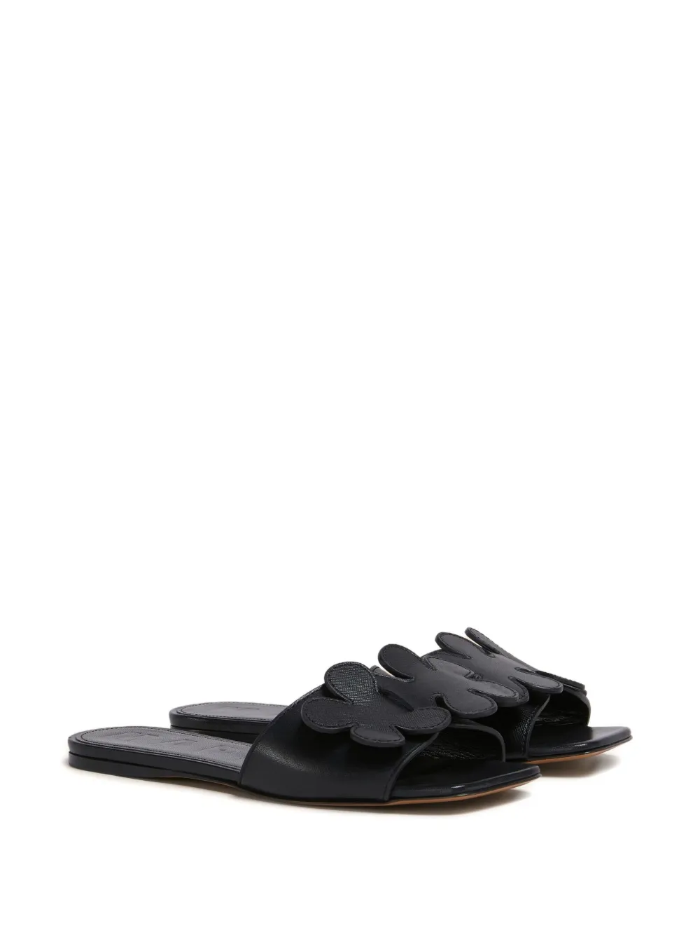 Marni floral-appliqué slide sandals Black