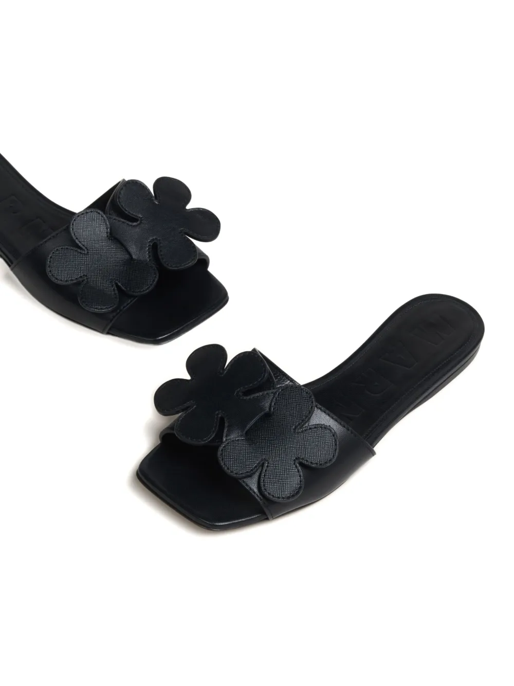 Marni floral-appliqué slide sandals Black
