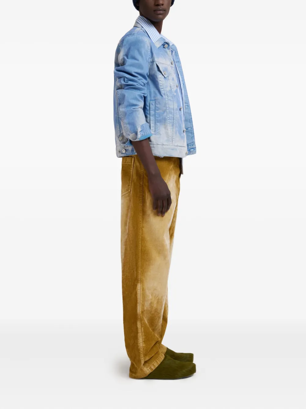 Marni Brown Flocked Denim Trousers With Back Adjuster In Brown