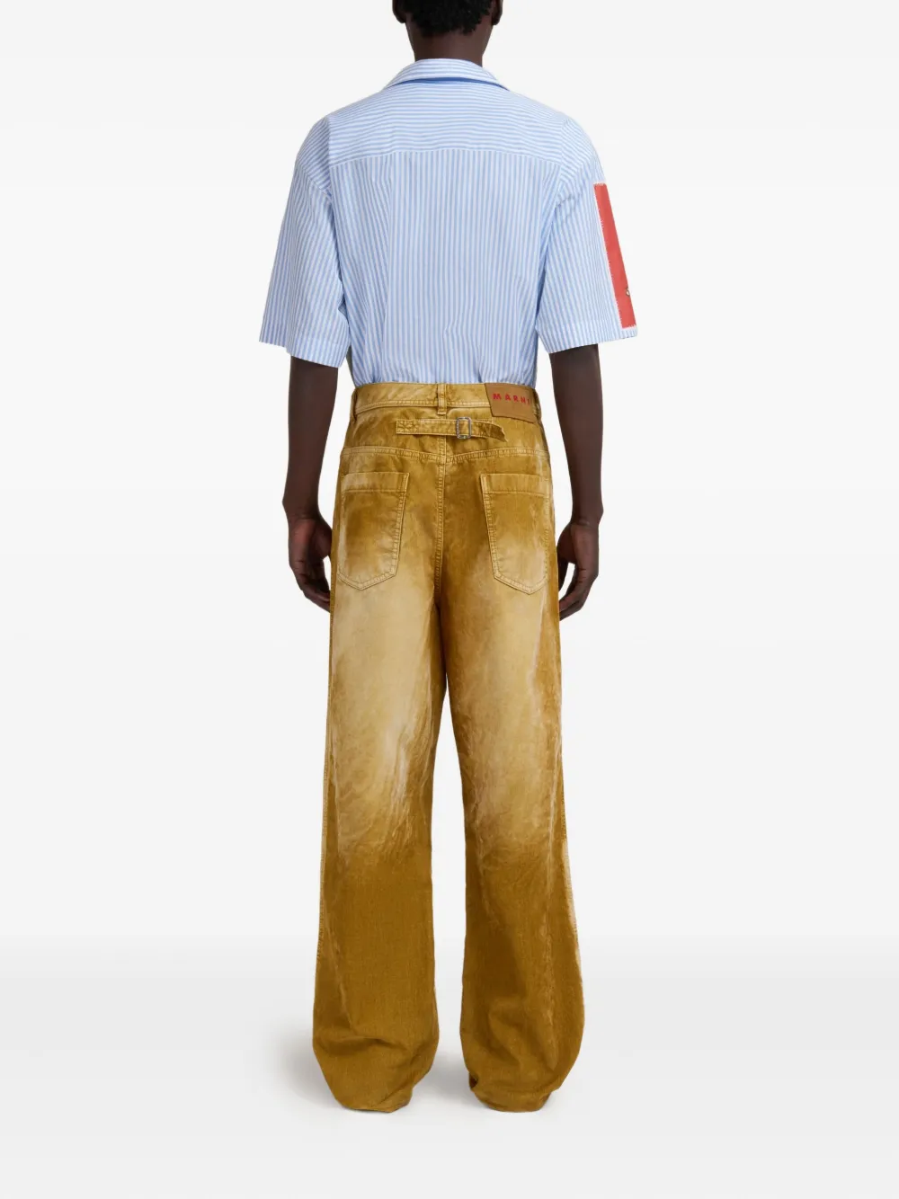 Marni Brown Flocked Denim Trousers With Back Adjuster In Brown
