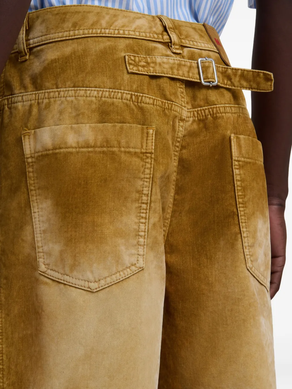 Marni Brown Flocked Denim Trousers With Back Adjuster In Brown
