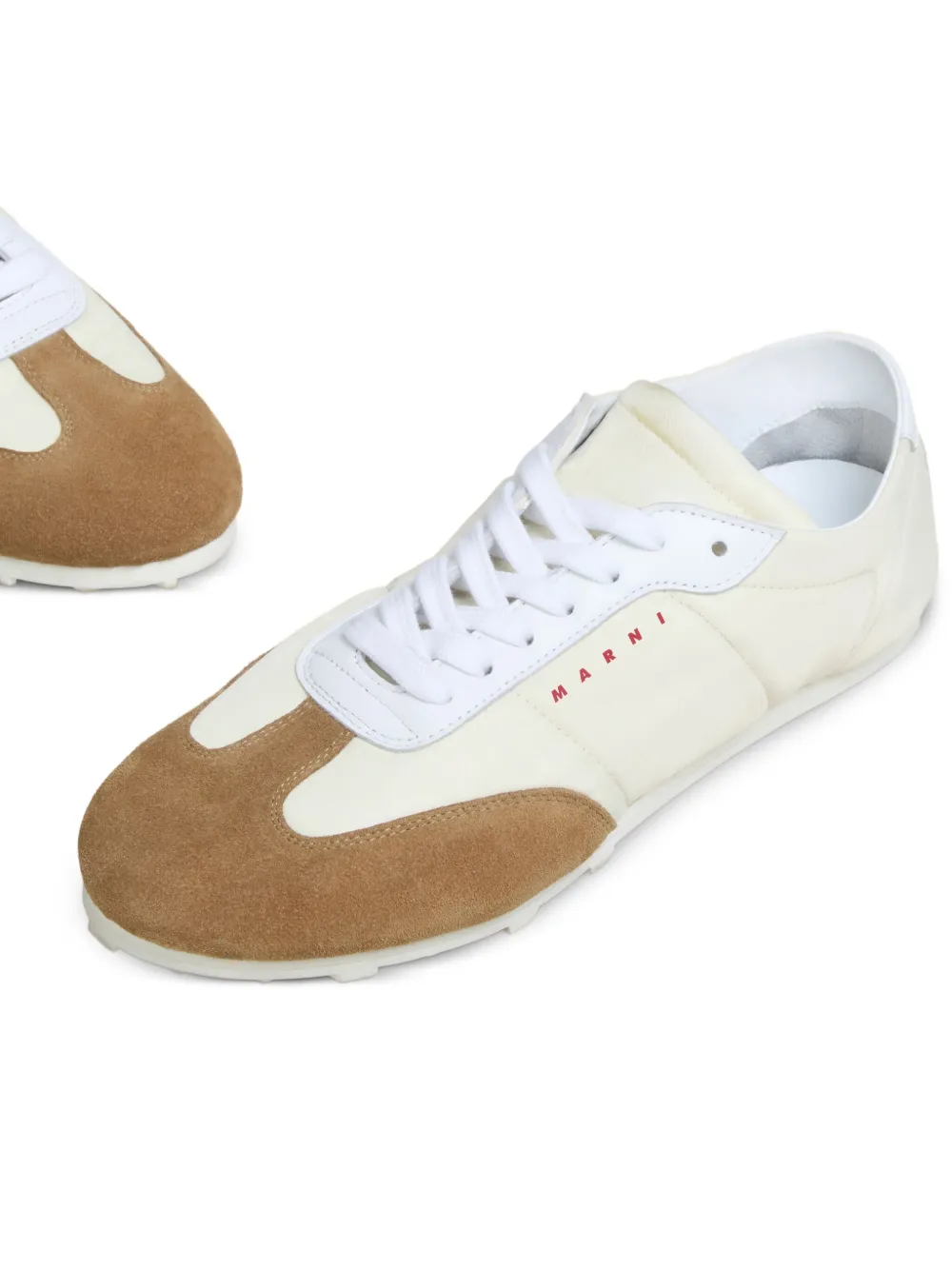 Marni Softy Soccer leren sneakers met suède detail Wit