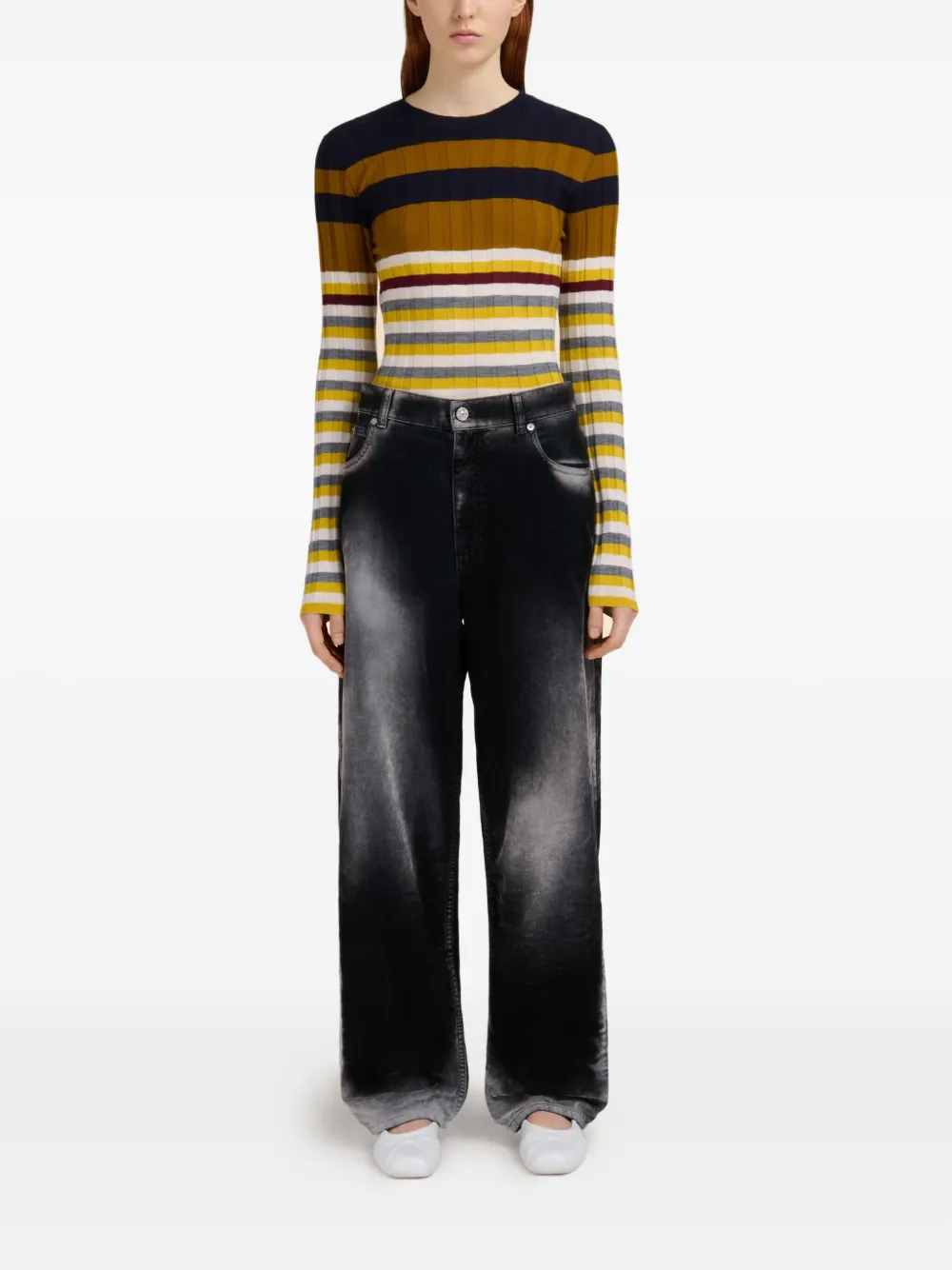 Marni Jeans met wijde pijpen - Zwart
