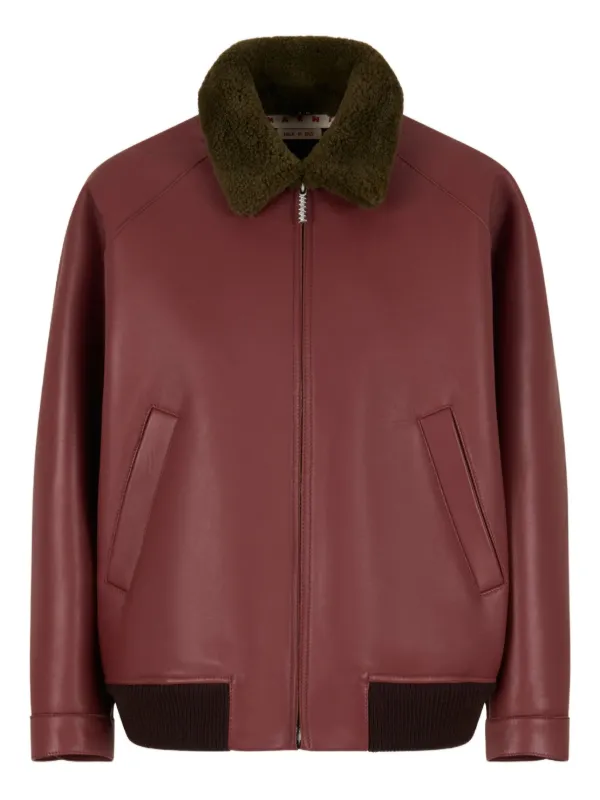 marni レザー　トラックジャケット Marni レザーボンバージャケット | ブラウン | FARFETCH JP