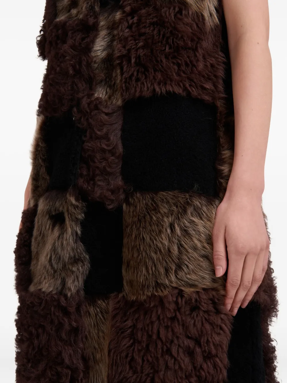 Marni Gilet van imitatiebont met patchwork Bruin