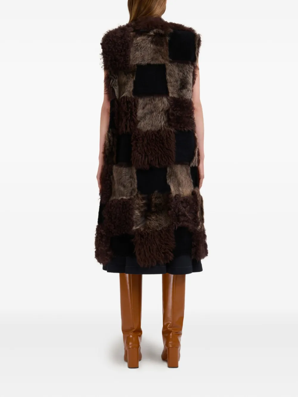 Marni Gilet van imitatiebont met patchwork Bruin