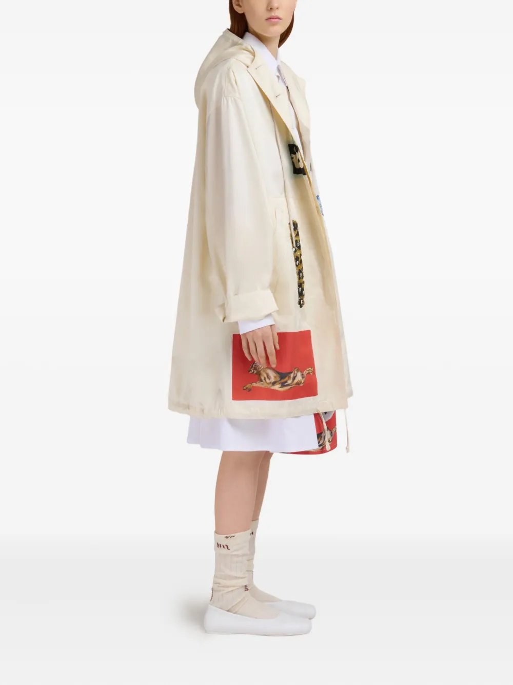 Marni Midi-rok met patchwork Wit
