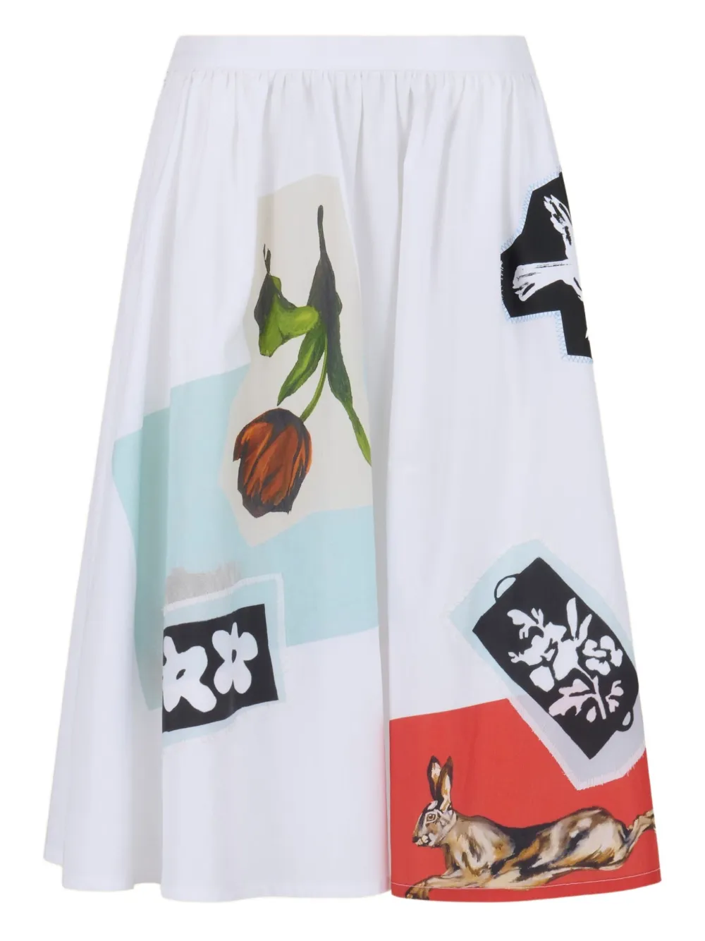 Marni Midi-rok met patchwork Wit