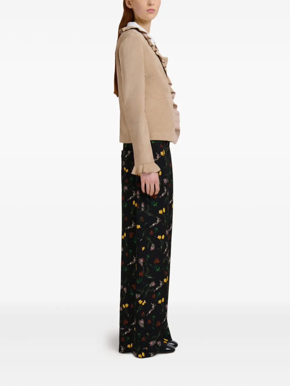 Marni Broek met bloemenprint Zwart