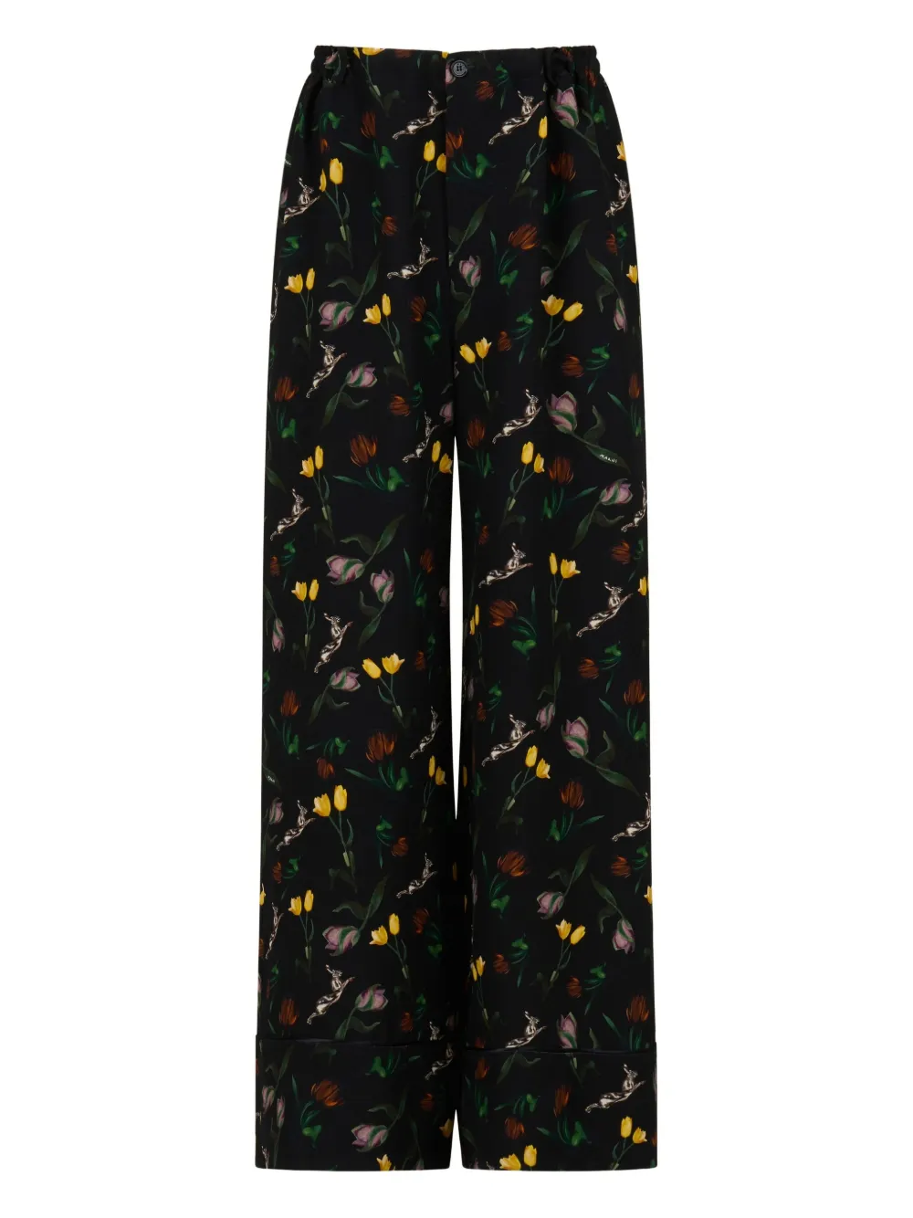 Marni floral-print wide-leg trousers - ブラック Marni floral-print wide-leg trousers - ブラック