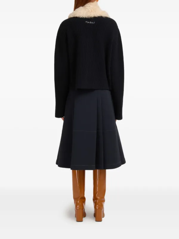 Marni ファーカラー ジップ ジャケット | ブラック | FARFETCH JP