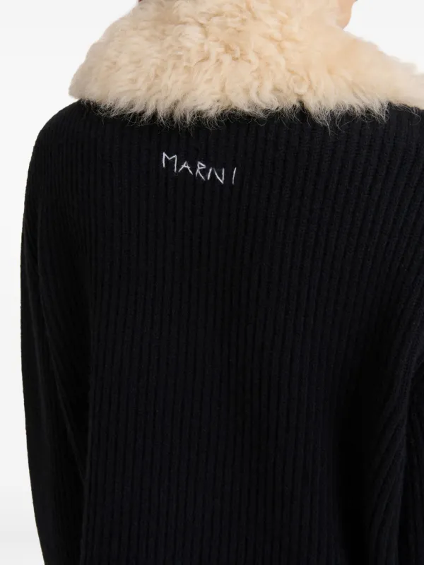 Marni ファーカラー ジップ ジャケット | ブラック | FARFETCH JP