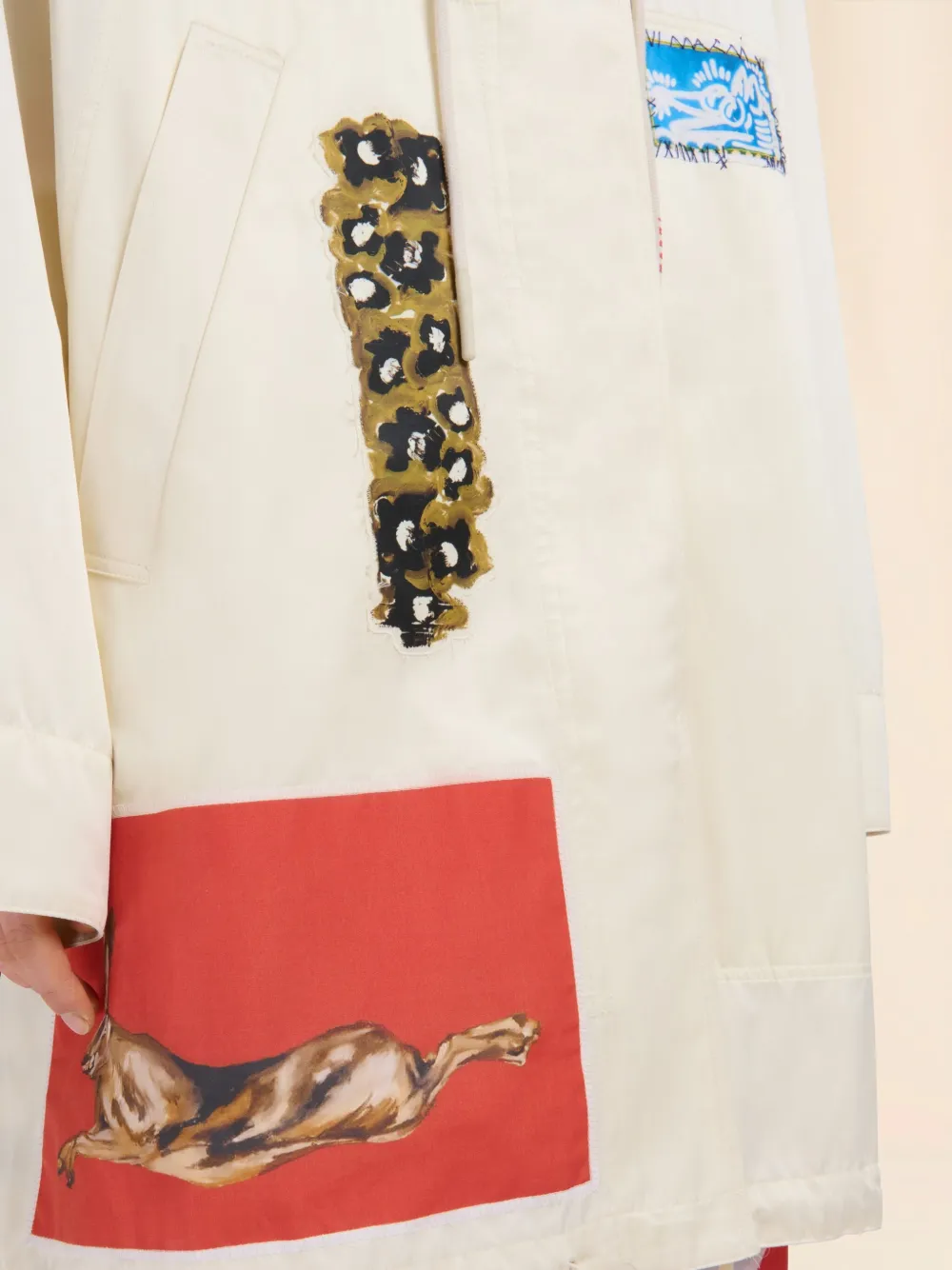 Marni Parka met capuchon en patchwork Wit
