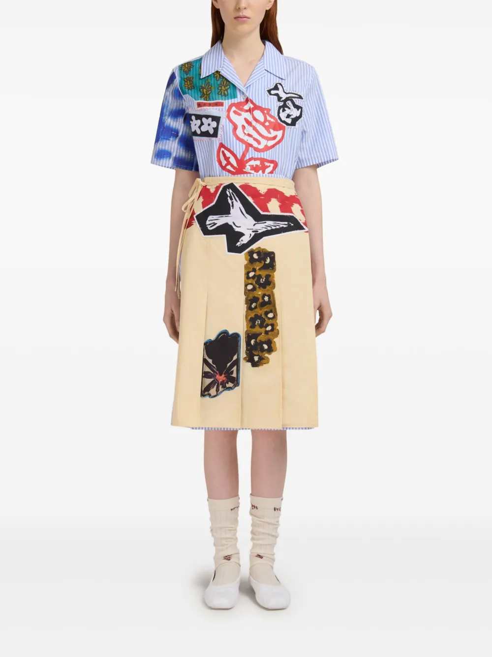 Marni Rok met grafische print Beige