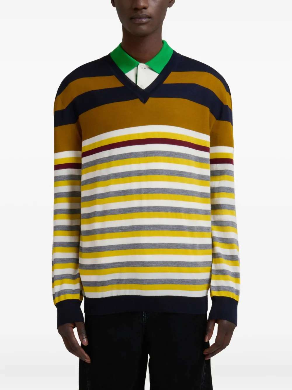 Marni jersey a rayas con cuello en V | Suéteres | Image 2