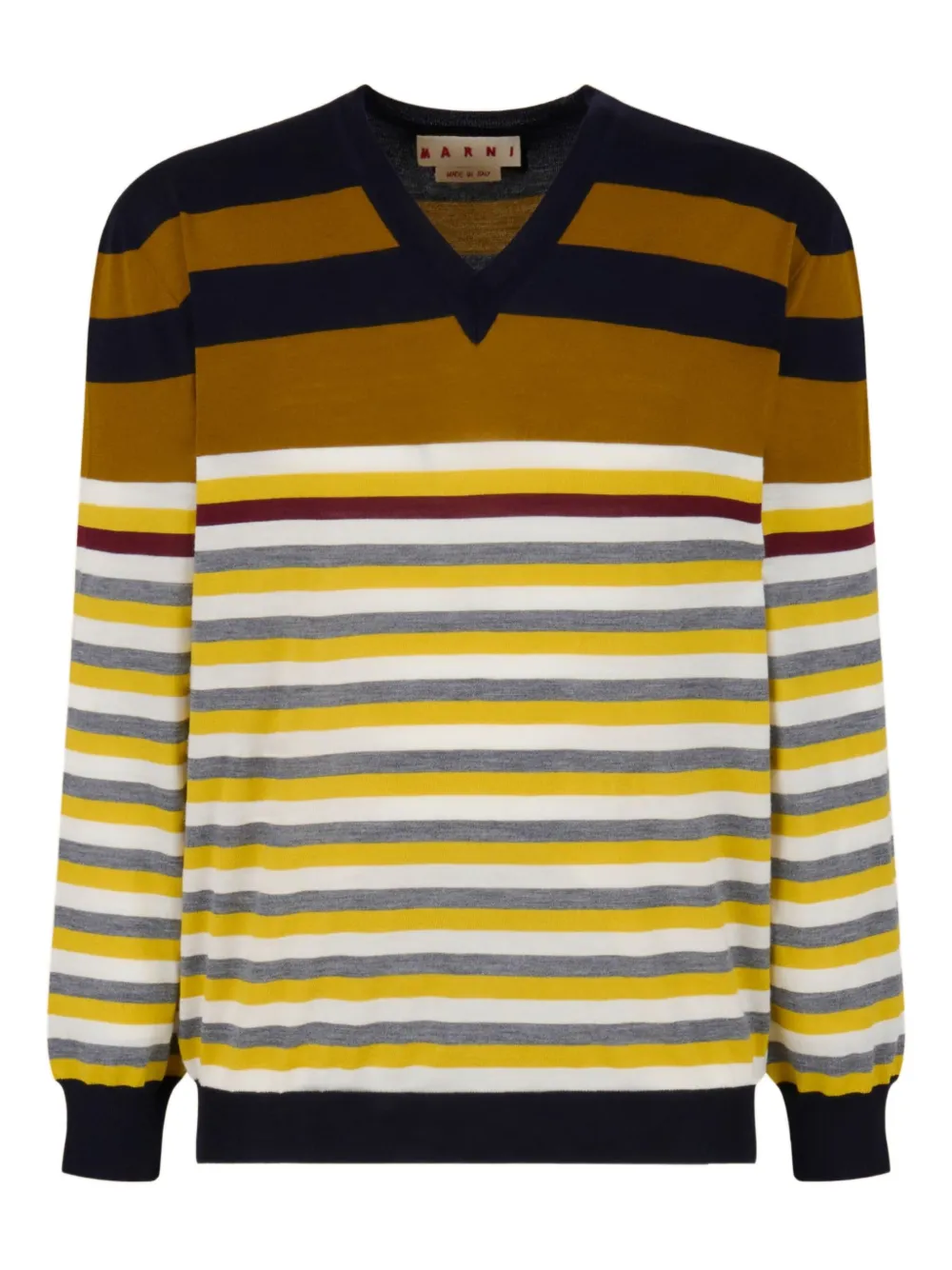 Marni jersey a rayas con cuello en V | amarillo | Image 1