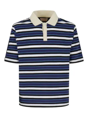 トップス Marni Logo Stripe Polo Shirt Marni Striped virgin wool polo shirt available on SUGAR - 184570