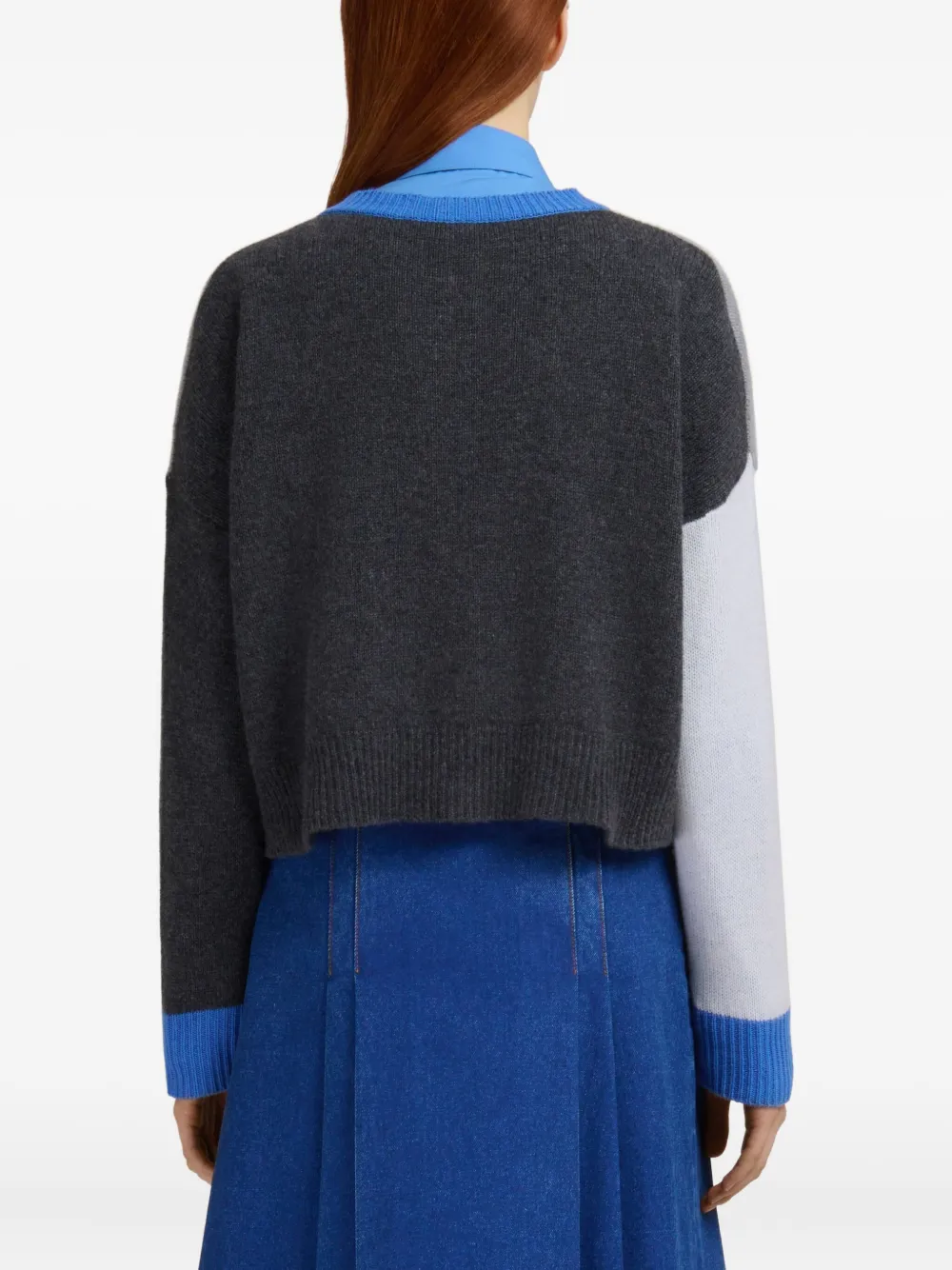 Marni Cropped vest met colourblocking BLN38 INOX