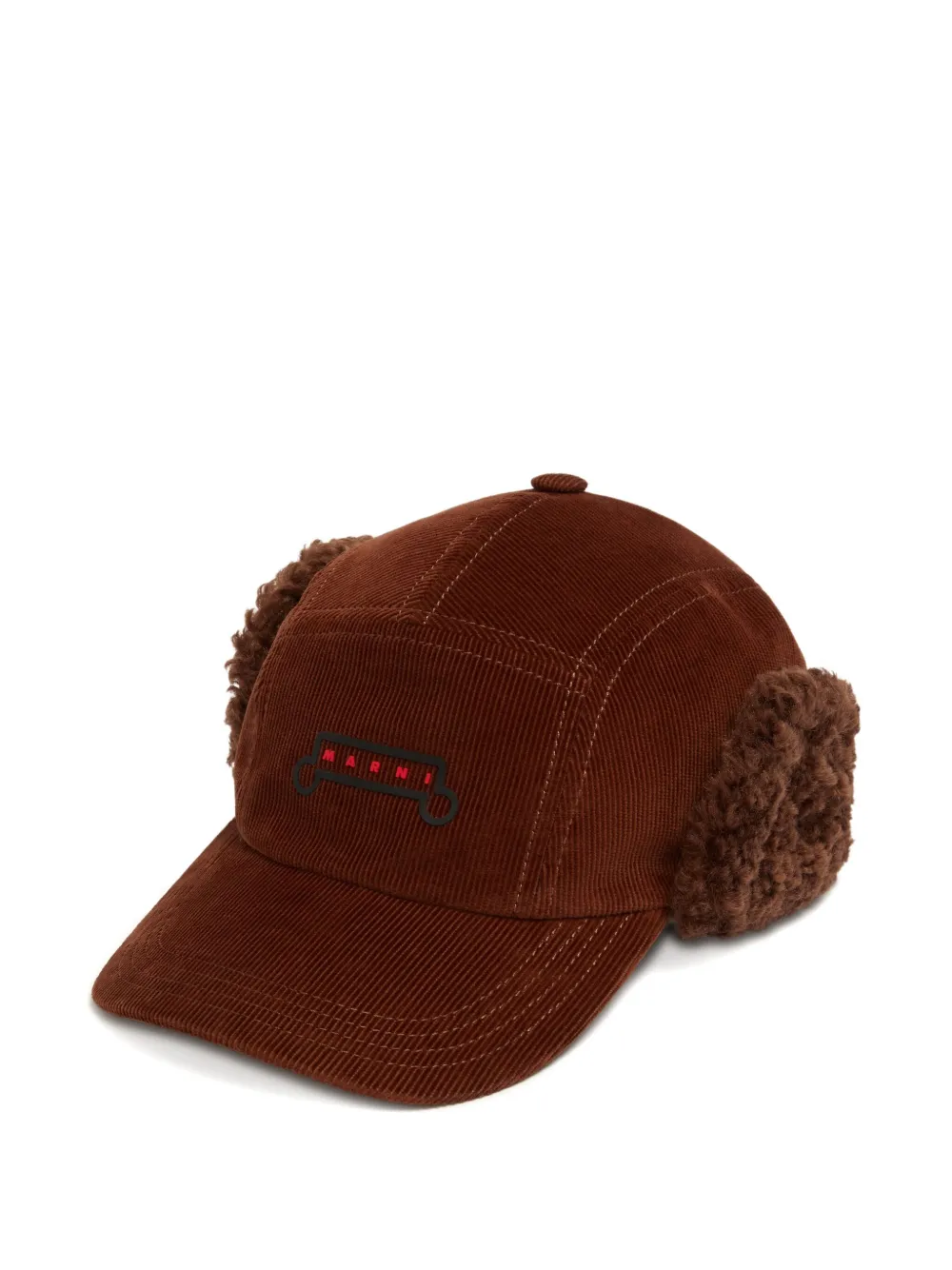 Marni Corduroy Fur-trimmed Cap