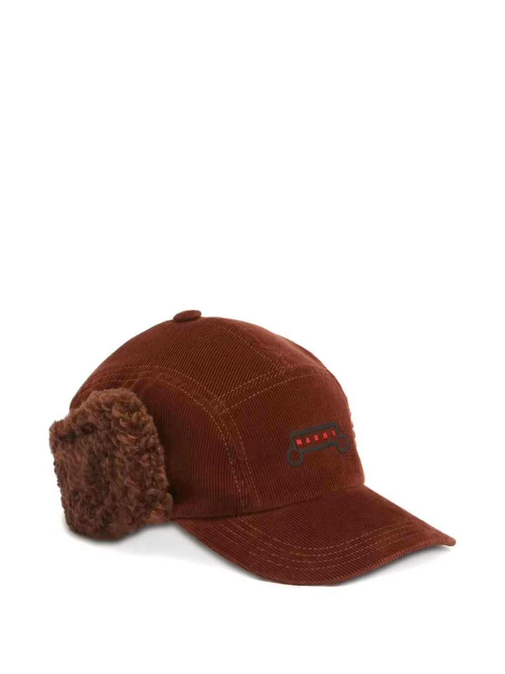 Marni Corduroy Fur-trimmed Cap