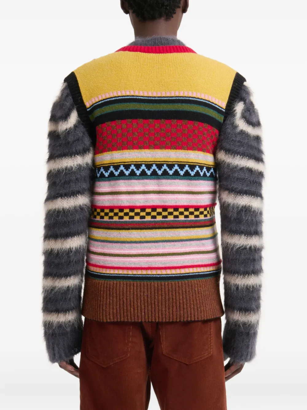 Marni Gestreept wollen gilet Rood