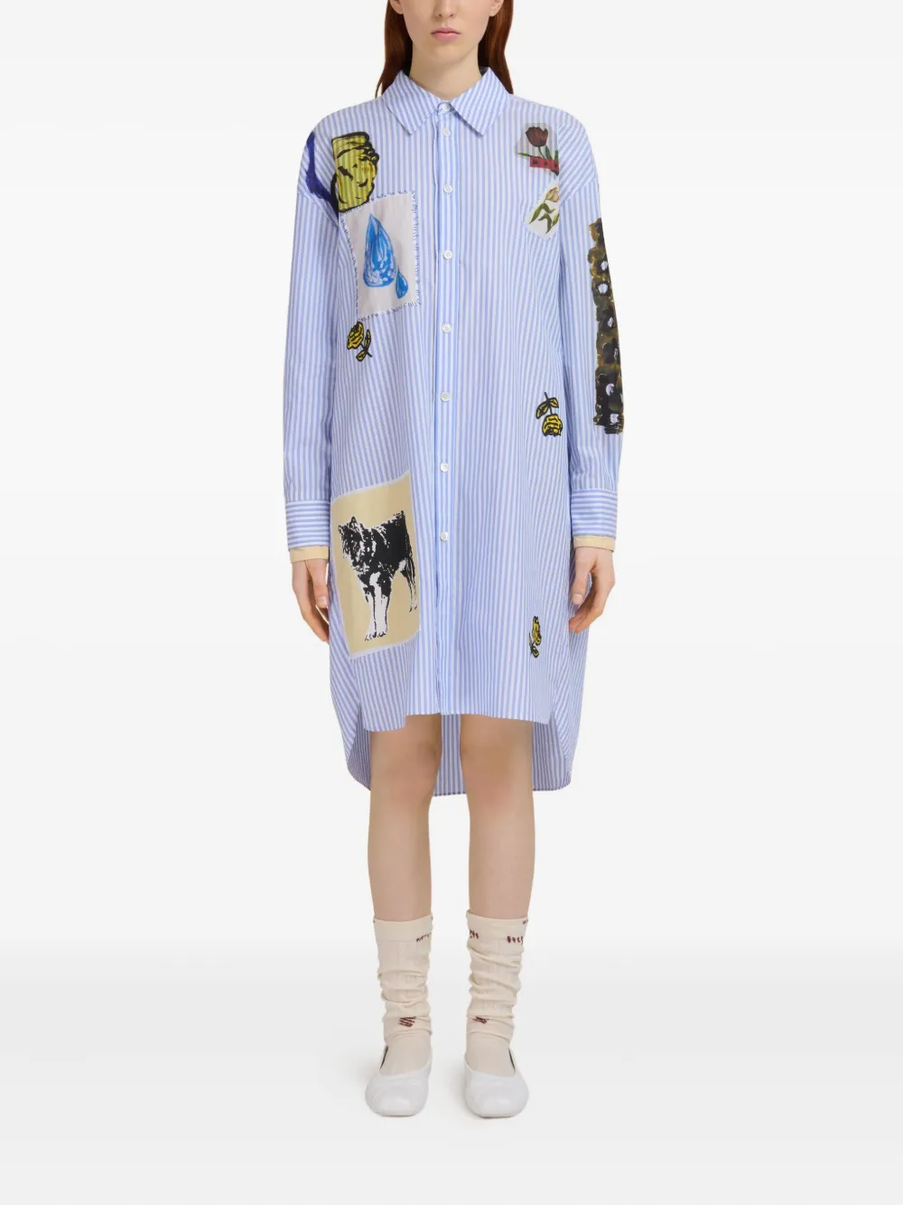 Marni Blousejurk met grafische patches Blauw