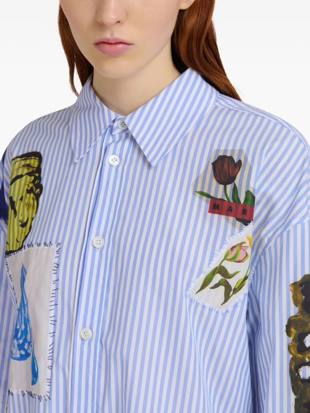 Marni Blousejurk met grafische patches Blauw