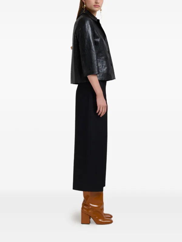 Marni Cropped Leather button-up Jacket | Black | FARFETCH