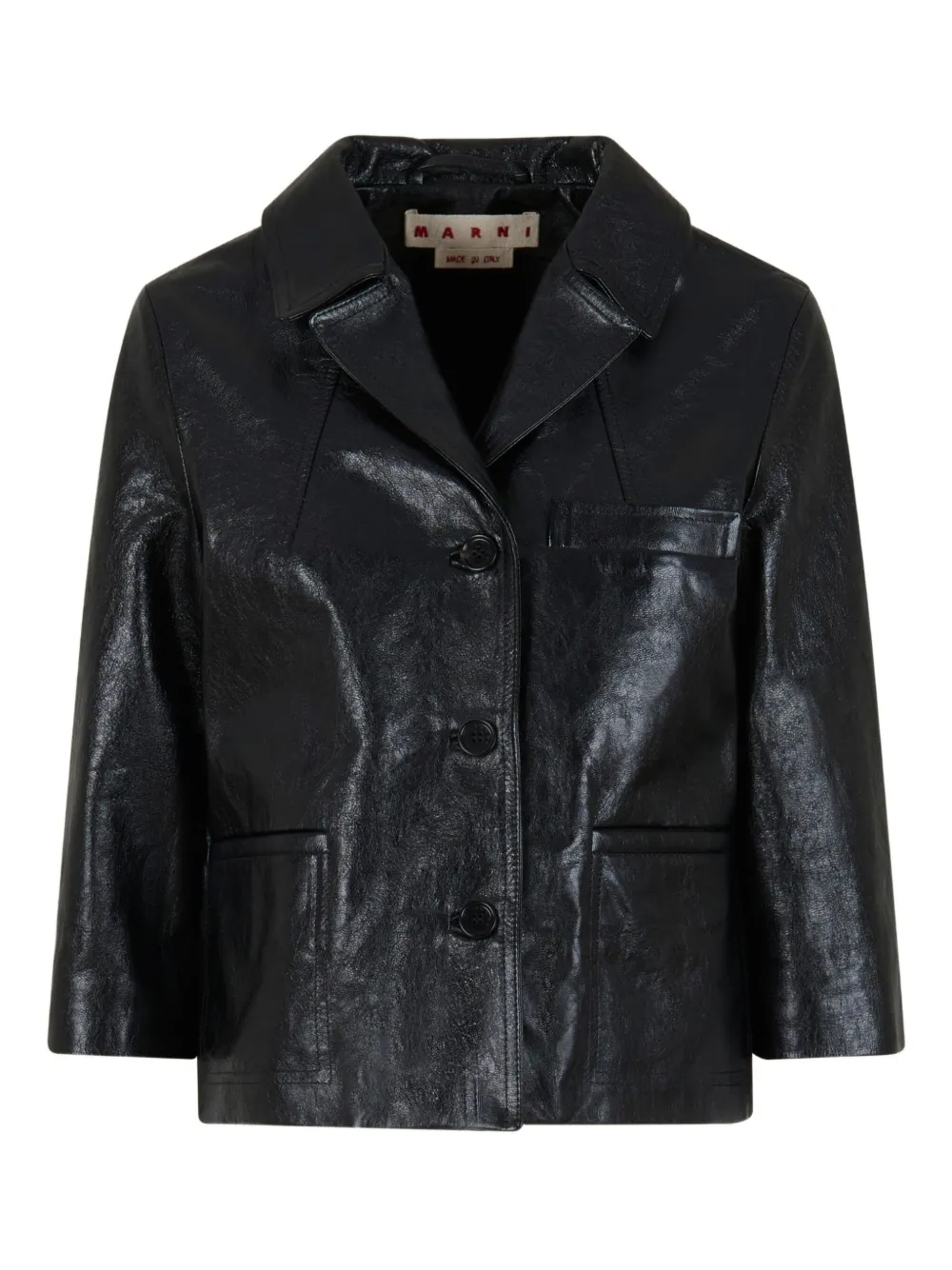 Marni cropped leather button-up jacket | Black | Image 1