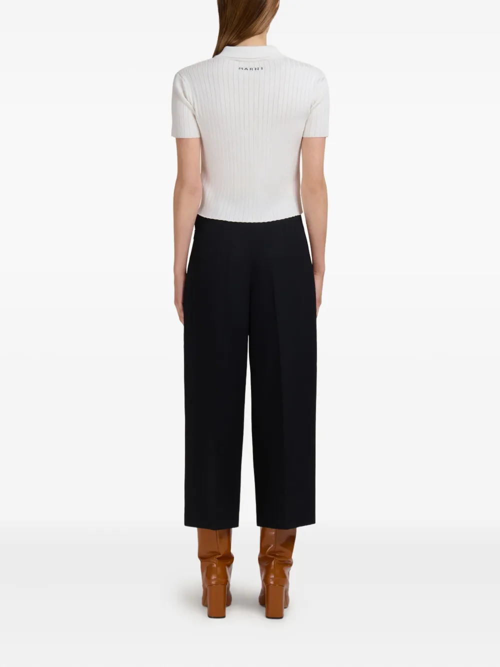 Marni High-waist broek van scheerwol Zwart