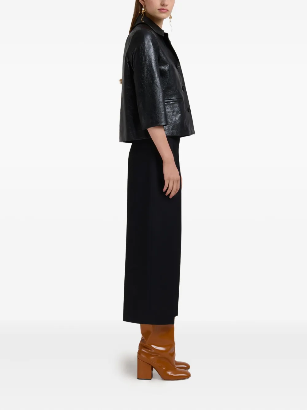Marni High-waist broek van scheerwol Zwart