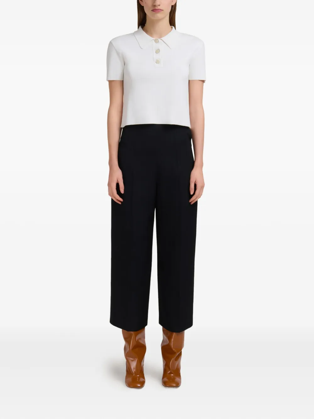 Marni High-waist broek van scheerwol Zwart