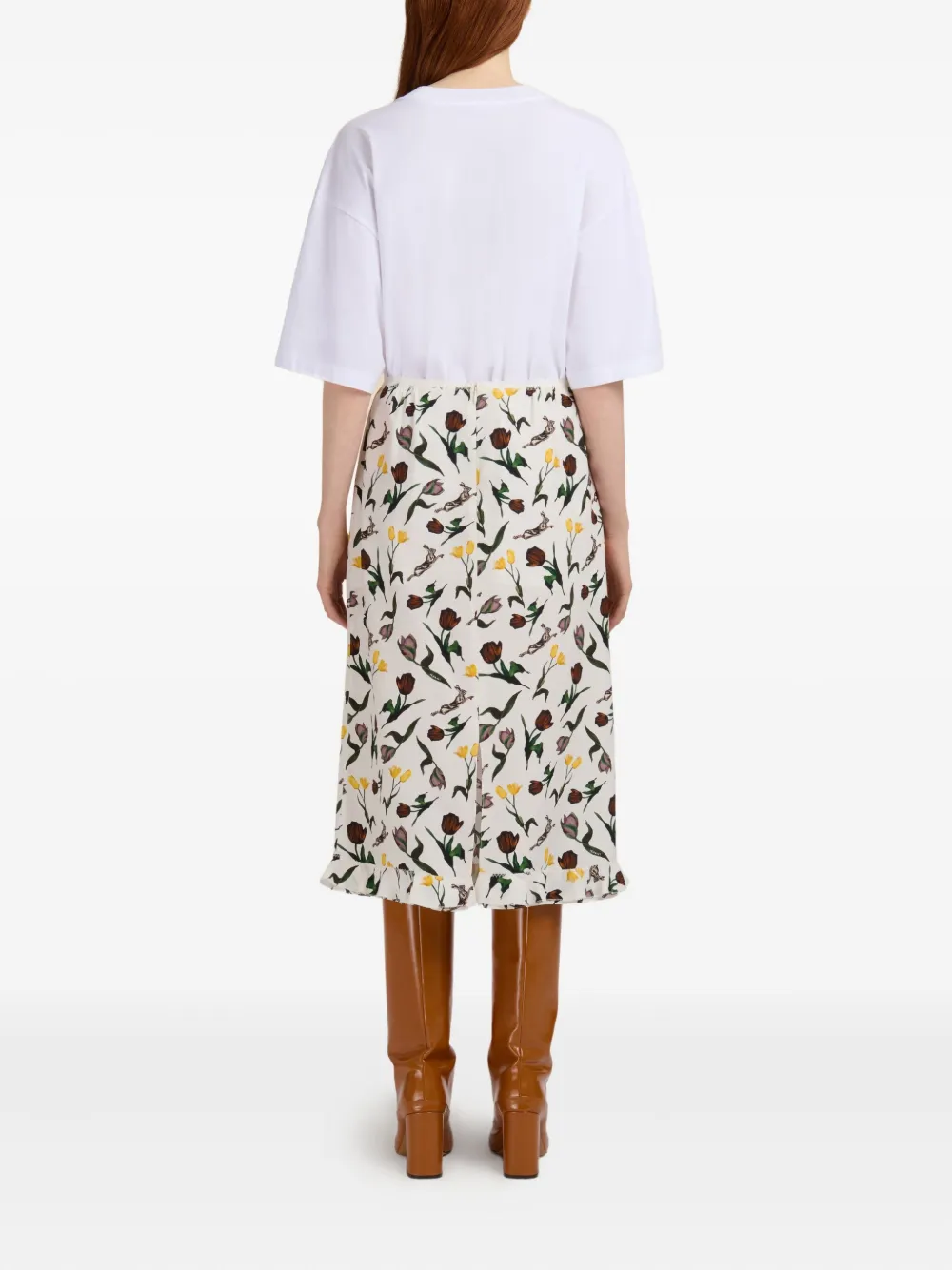 Marni Midi-jurk met bloemenprint Wit