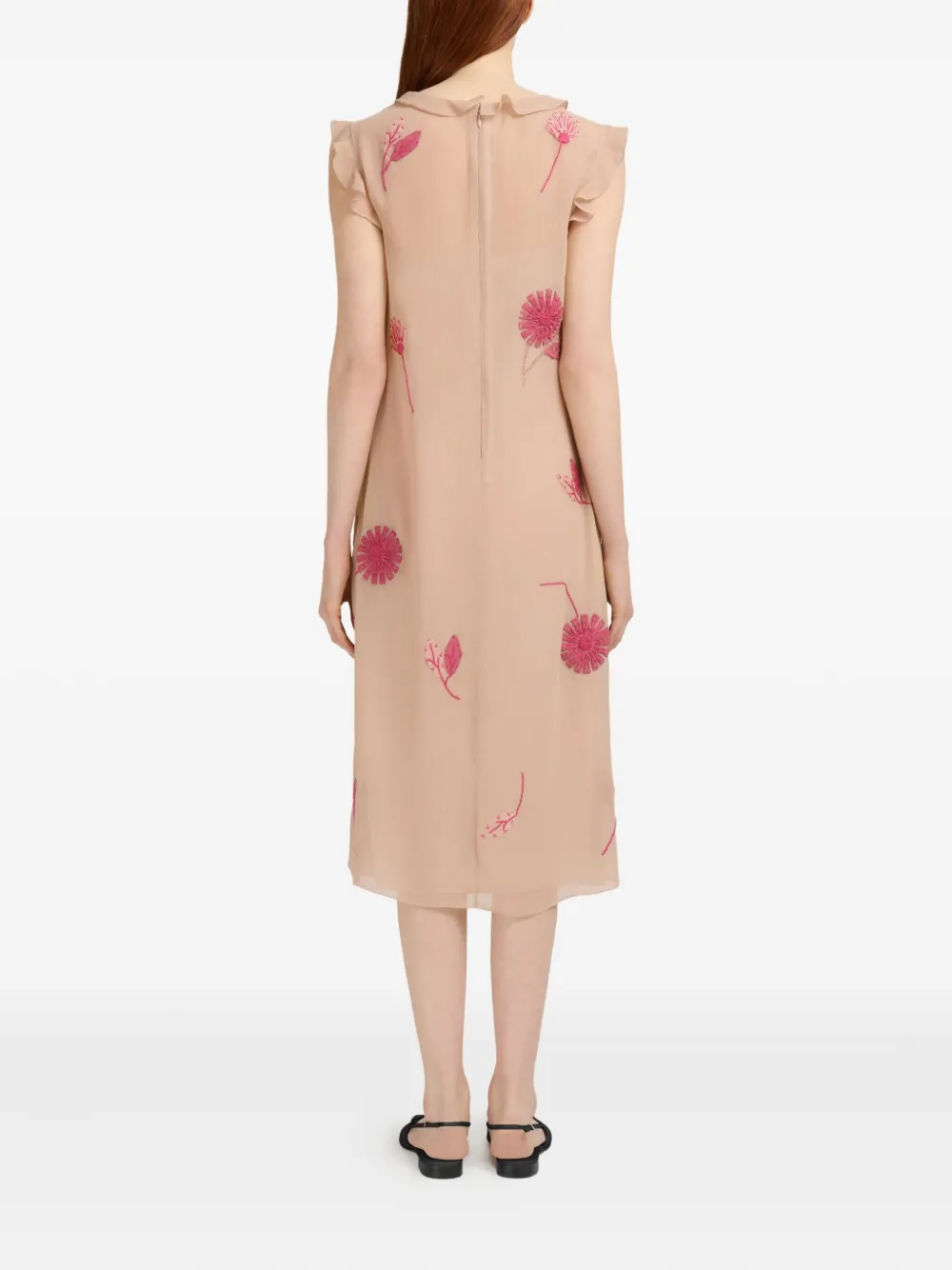 Marni Jurk met geborduurde bloemen Beige