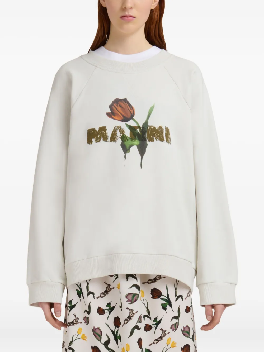 Marni Sweater met bloemenprint Wit
