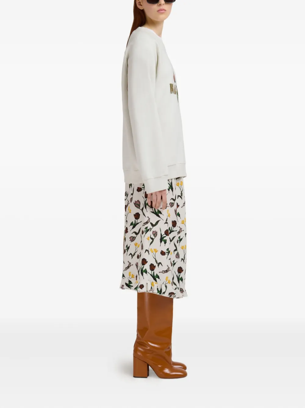 Marni Sweater met bloemenprint Wit