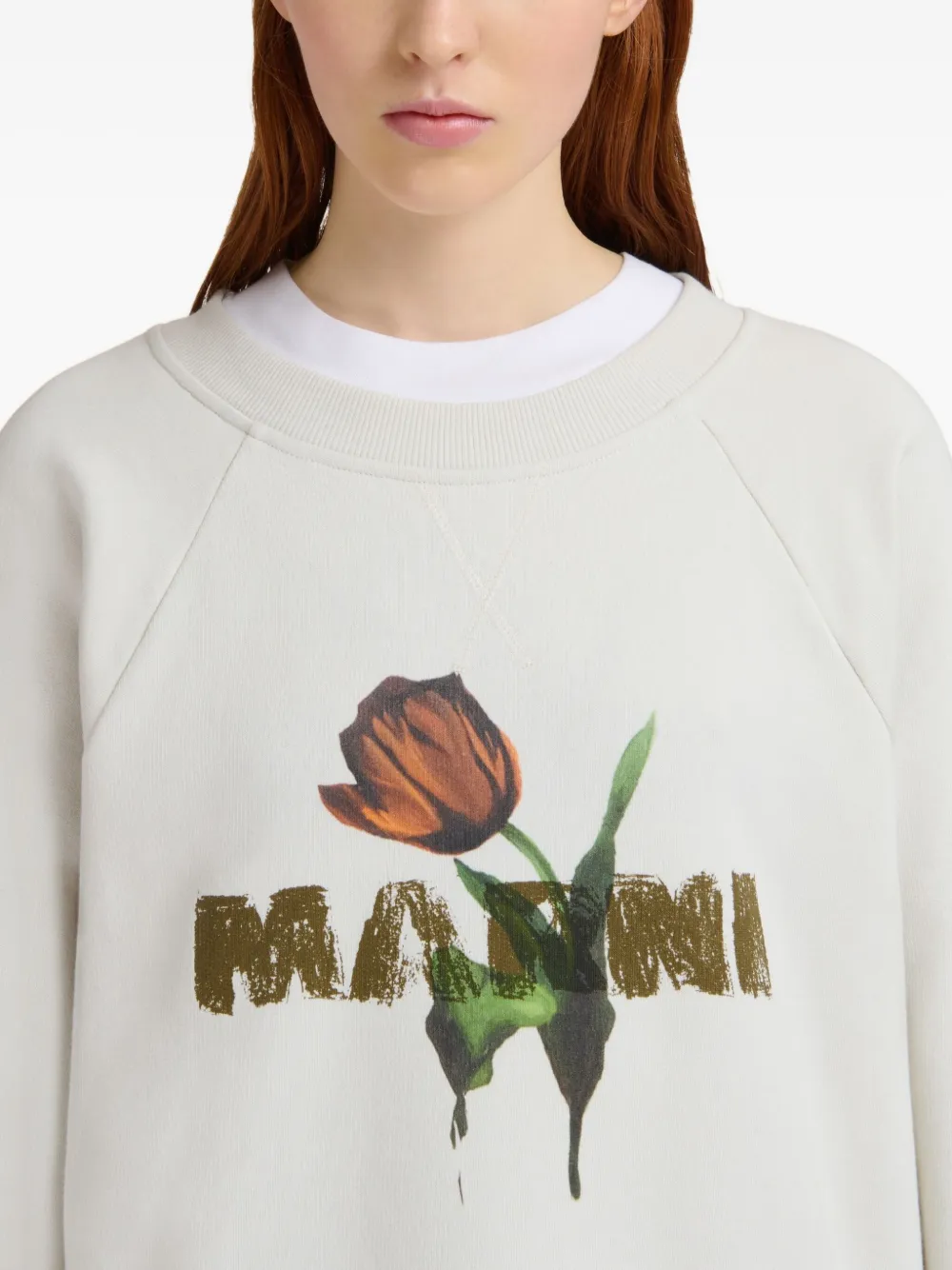 Marni Sweater met bloemenprint Wit