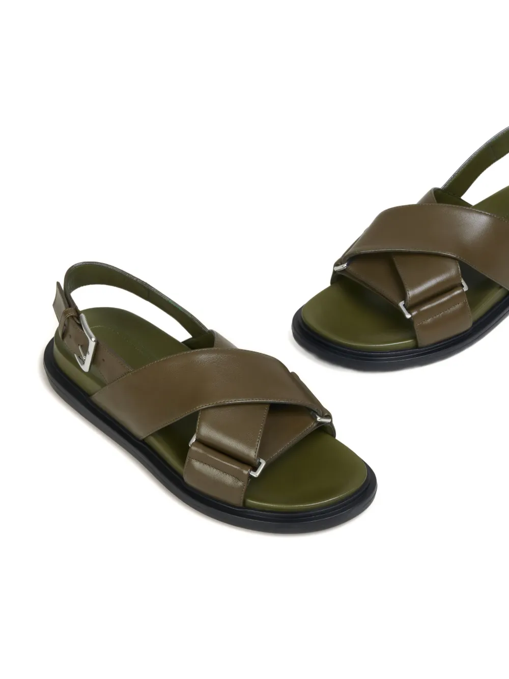 Marni cross-strap flat sandals Green